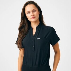 Beyond Scrubs womens set bodysuit flare black medium modern cute girly comfy